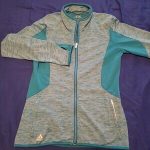 ADIDAS Jacket Womens Small Puremotion Golf Full Zip Teal Colorblock Thumbholes